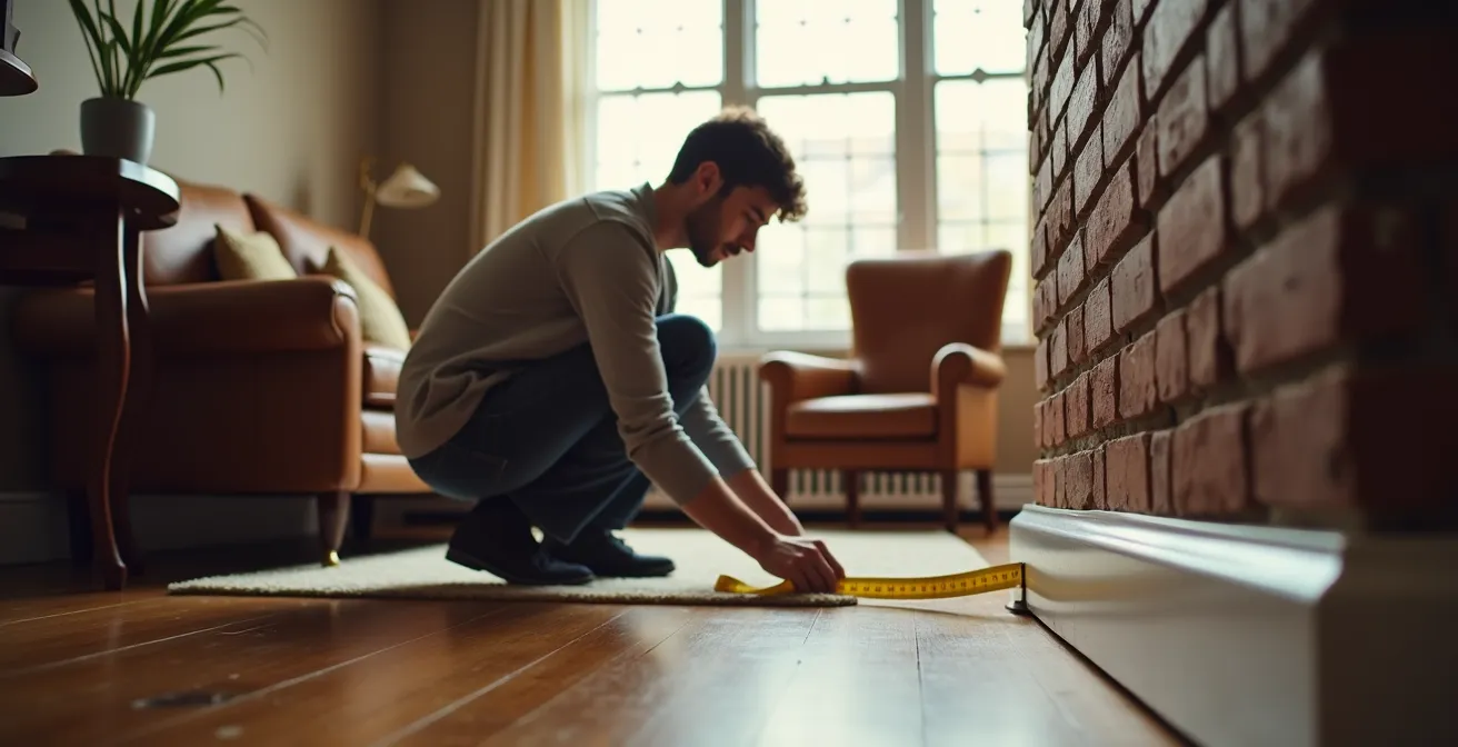 Salon montréalais typique montrant le positionnement correct des meubles par rapport aux plinthes électriques