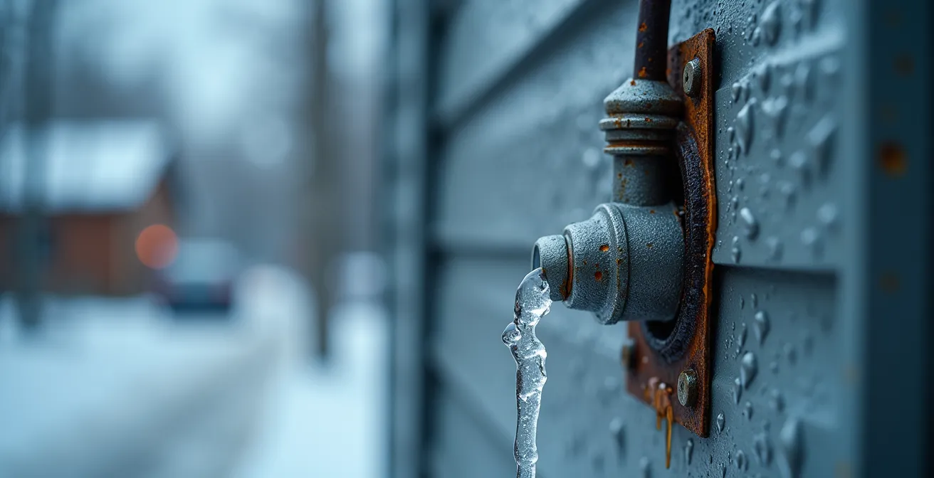 Infiltration d'eau par le mât électrique durant la fonte des neiges à Montréal