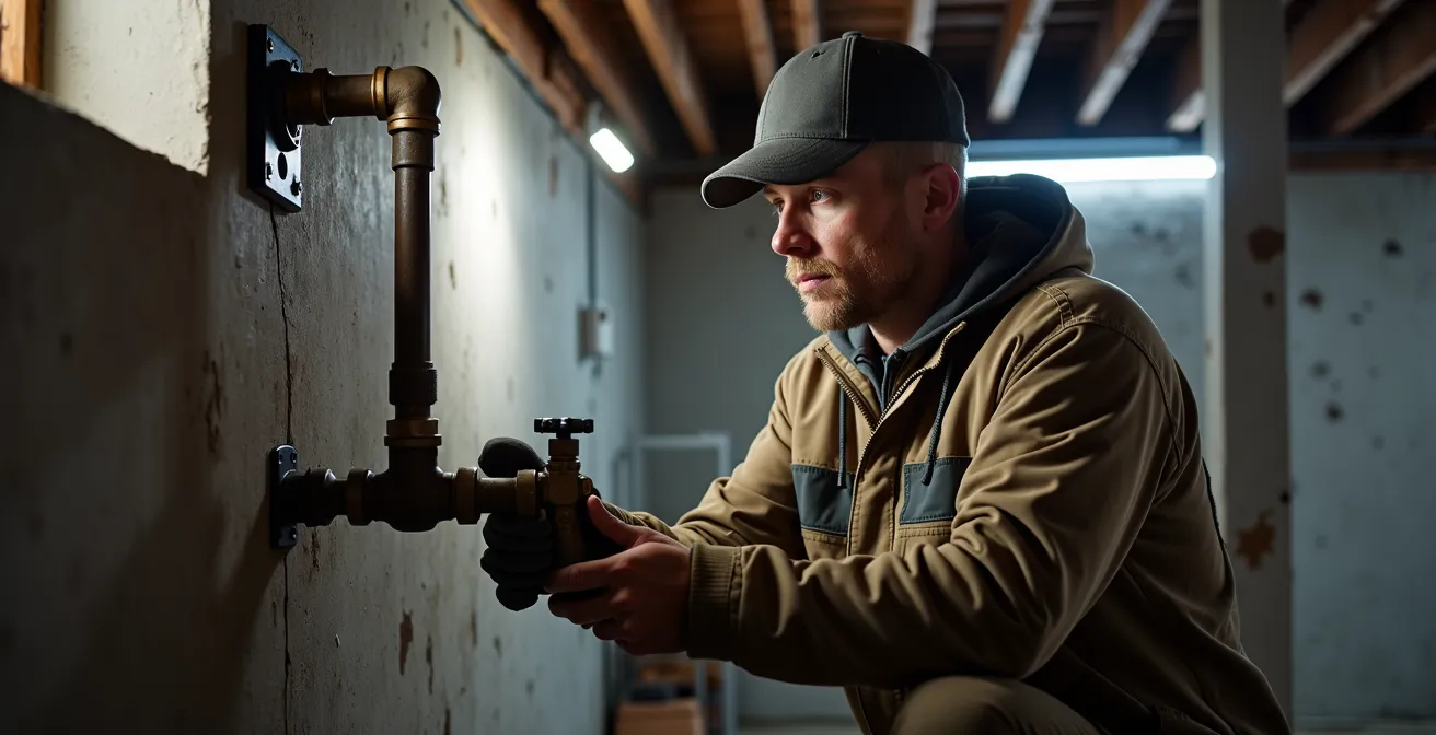 Installation d'un clapet anti-retour dans un sous-sol montréalais avec pompe de puisard
