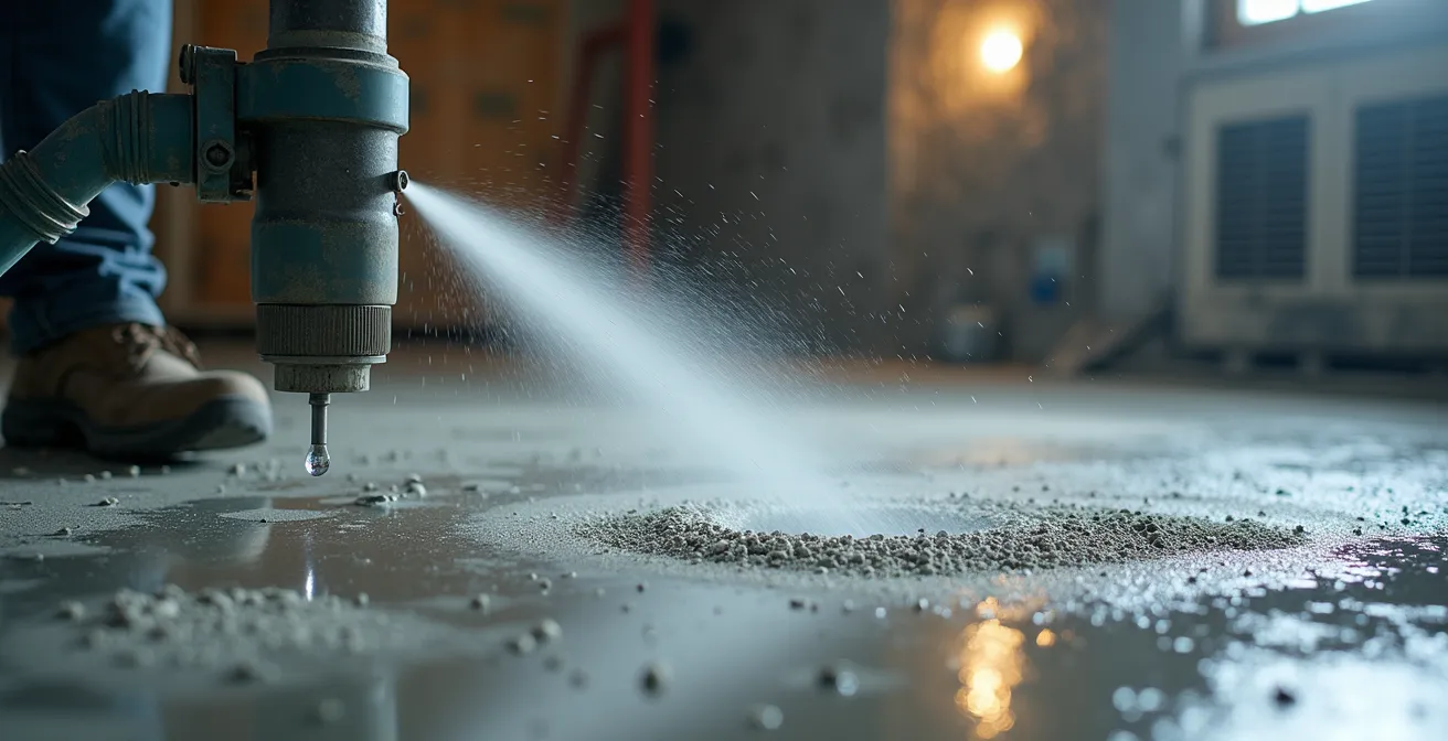 Équipement de protection contre la silice sur un chantier de plomberie à Montréal