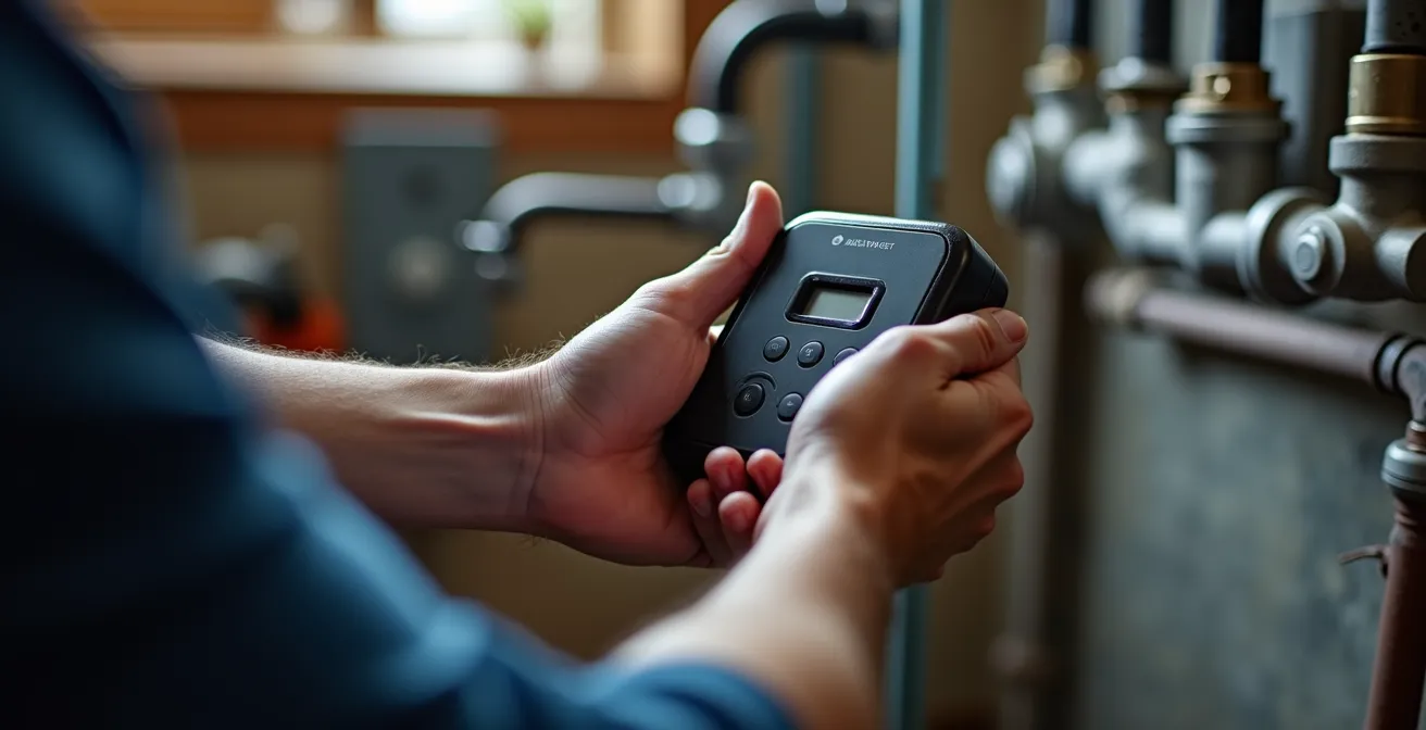 Installation d'une valve intelligente sur la conduite d'eau principale d'un sous-sol